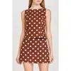 Wayf Elle Polka Dot Sleeveless Linen Blend Shell In Redwood Polka Dot