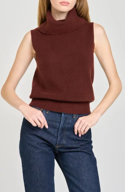 Wayf Elodie Cowl Neck Sleeveless Sweater In Burgundy