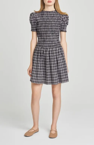 Wayf Eloise Smocked Dress In Gray