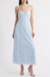 Wayf Elysia Cotton Blend Lace Gown In Baby Blue