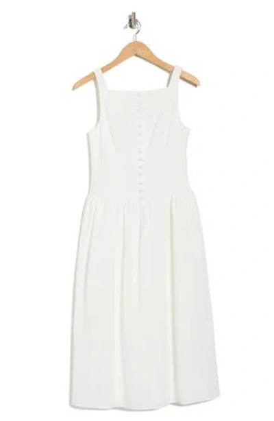 Wayf Embroidered Eyelet Button Front Cotton Midi Dress In White