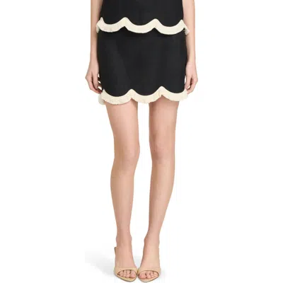 Wayf Encore Scallop Trim Skirt In Black