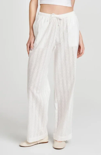 Wayf Eve Cotton Eyelet Drawstring Pants In Ivory