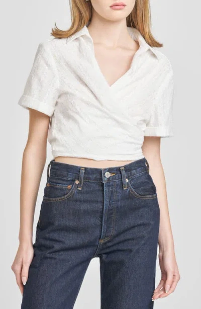 Wayf Eve Cotton Eyelet Wrap Top In Ivory