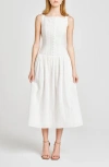 Wayf Eve Eyelet Embroidery A-line Midi Dress In Ivory
