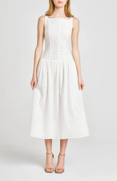 Wayf Eve Eyelet Embroidery A-line Midi Dress In Ivory