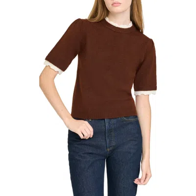 Wayf Everett Short Sleeve Sweater In Brown
