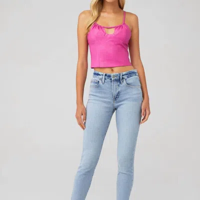 Wayf Faux Leather Cami Top In Pink