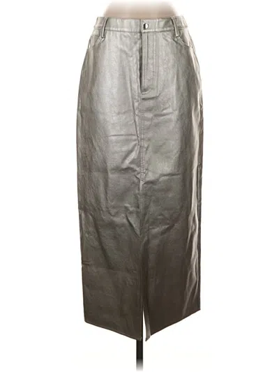 Wayf Faux Leather Skirt In Silver