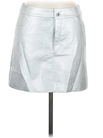 Wayf Faux Leather Skirt In Silver