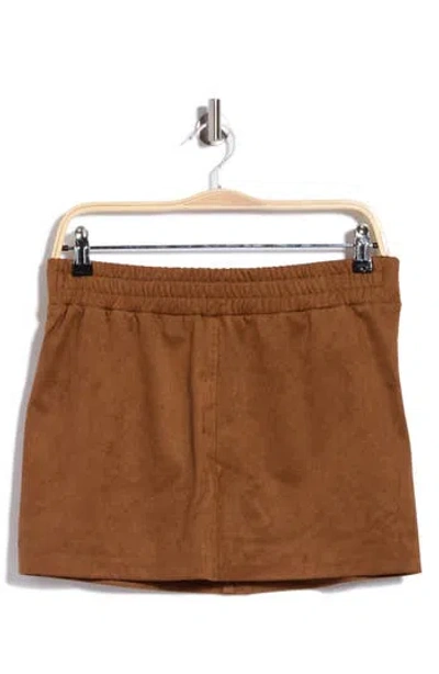 Wayf Faux Suede Miniskirt In Brown