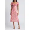 Wayf Felicity Floral Print Midi Dress In Pink