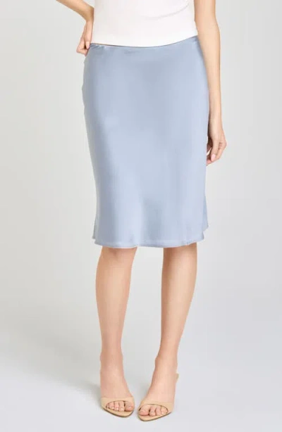 Wayf Felicity Satin Slip Skirt In Blue