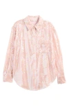 Wayf Find Your Light Sequin Button-up Shirt In Blush