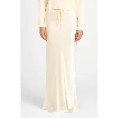 Wayf Finley Satin Skirt In Cream
