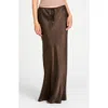 Wayf Finley Satin Skirt In Espresso