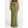 Wayf Finley Satin Skirt In Olive