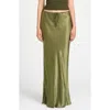 Wayf Finley Satin Skirt In Olive