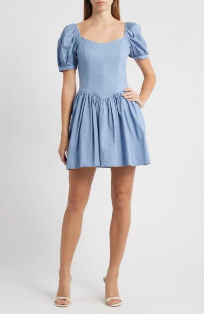Wayf Fiona Short Sleeve Minidress In Blue