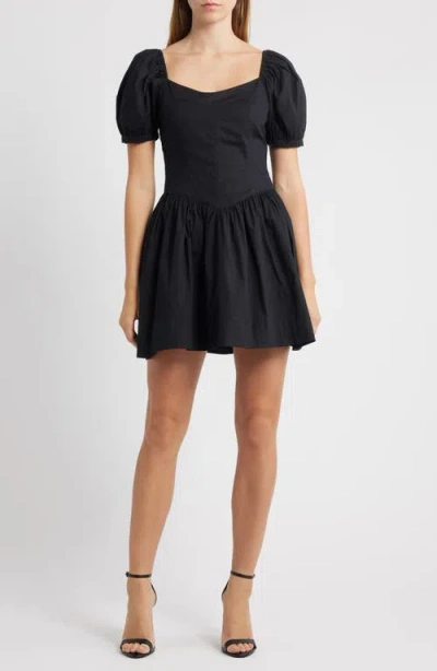Wayf Fiona Short Sleeve Minidress In Black