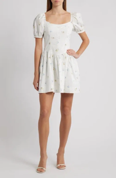 Wayf Fiona Short Sleeve Minidress In White