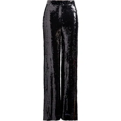 Wayf First Crush Sequin Wide Leg Pants In Black