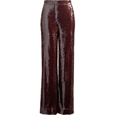 Wayf First Crush Sequin Wide Leg Pants In Dk Chocolate