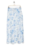 Wayf Floral Print Maxi Skirt In Blue Toile