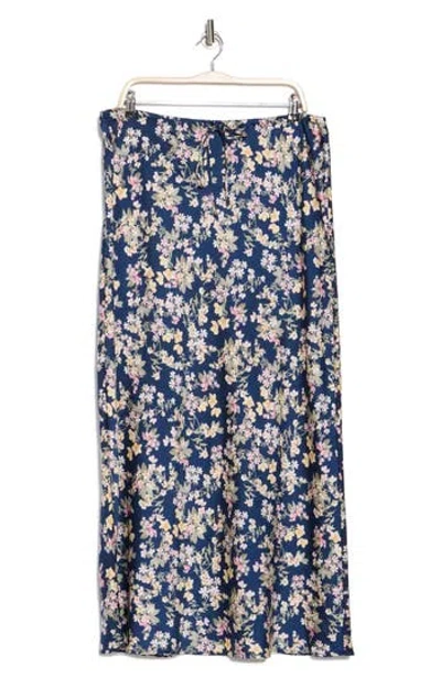 Wayf Floral Print Maxi Skirt In Navy Allover