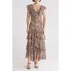 Wayf Floral Ruffle Tiered Dress In Leopard