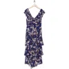 Wayf Floral Ruffle Tiered Dress In Navy Floral