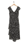 Wayf Floral Tiered Ruffle Dress In Black Allover