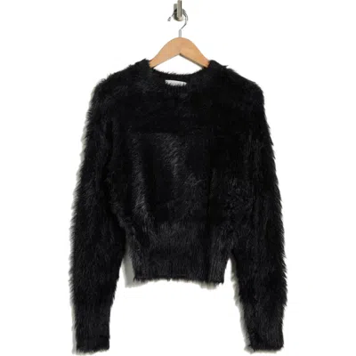 Wayf Fluffy Crop Sweater In Black
