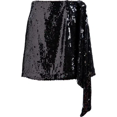 Wayf For Keeps Sequin Miniskirt In Black