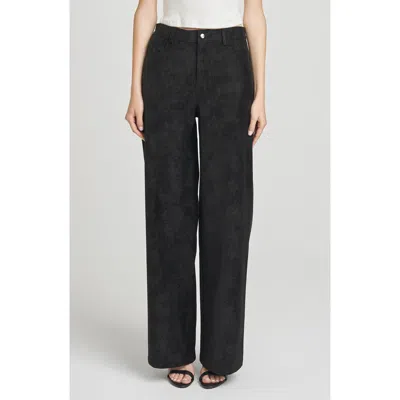 Wayf Freya Faux Suede Pants In Black