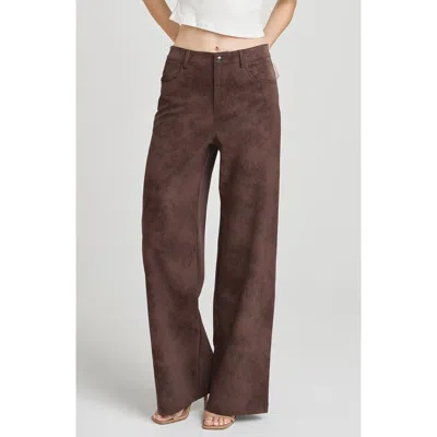 Wayf Freya Faux Suede Pants In Brown