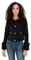 Wayf Fur Trim Jacket Black In Black