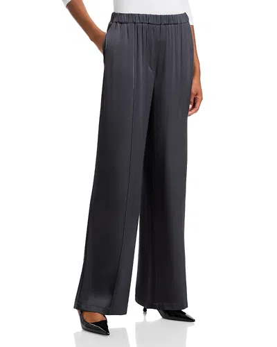 Wayf Fynn Satin Wide Leg Pants In Gunmetal