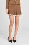 Wayf Ginger Lace Trim Knit Skirt In Brown