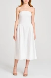 Wayf Sammie Pleat Strapless Stretch Cotton Sundress In Ivory