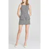 Wayf Gracie Gingham Linen Blend Button-up Vest In Black Gingham