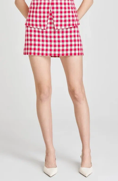Wayf Gracie Gingham Linen Blend Miniskirt