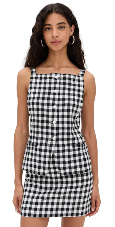 Wayf Gracie Gingham Vest Black Gingham In Gray