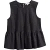 Wayf Gwen Sleeveless Pleated Peplum Top In Black