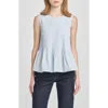 Wayf Gwen Sleeveless Pleated Peplum Top In Blue