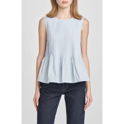 Wayf Gwen Sleeveless Pleated Peplum Top In Blue