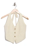 Wayf Halter Linen Blend Vest In Beige