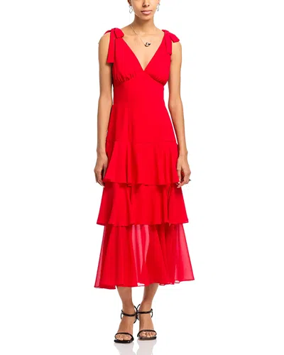 Wayf Hampton Tiered Midi Dress In Red