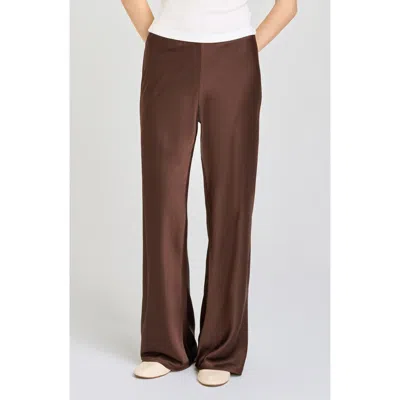 Wayf Helene High Waist Wide Leg Pants In Brown