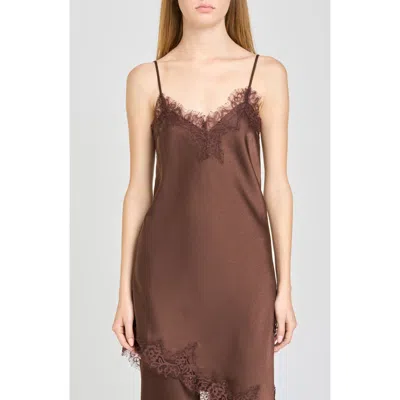 Wayf Helene Lace Trim Cami In Brown